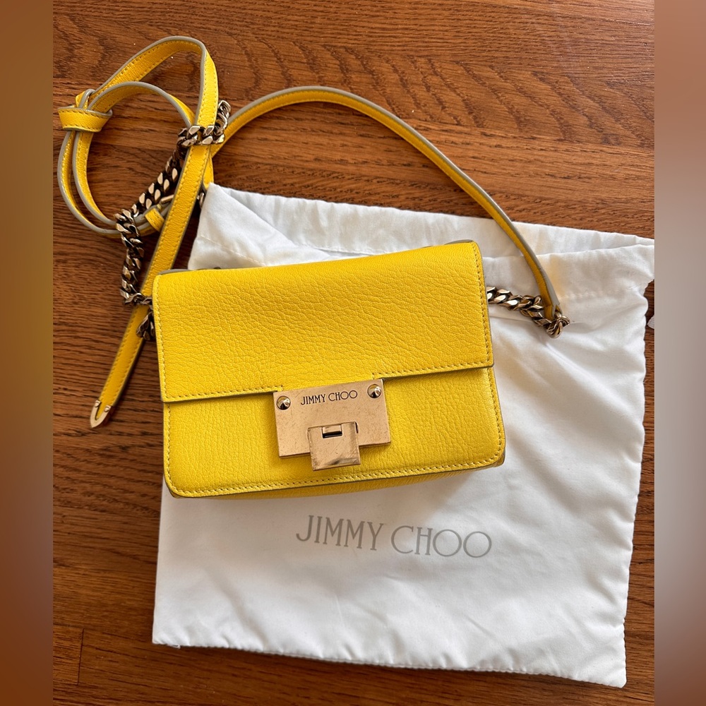 Jimmy Choo shoulder bag in Yellow, Rebel Soft Mini Crossbody Chain Leather